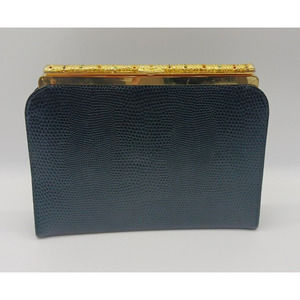 Vintage After Five Land M Black Gold Clutch Handbag Purse MCM Rhinestone Formal
